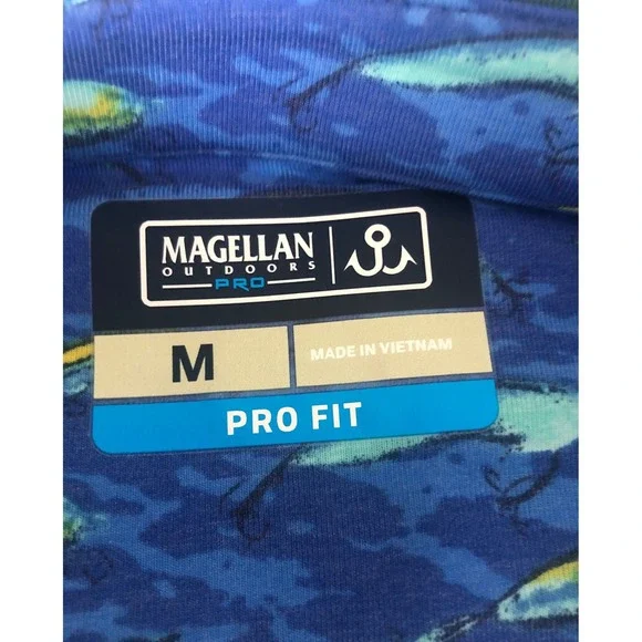 Magellan‎ Outdoors Pro Print Short Sleeve Fishing Polo Shirt Men's Size M Blue - Picture 4 of 8